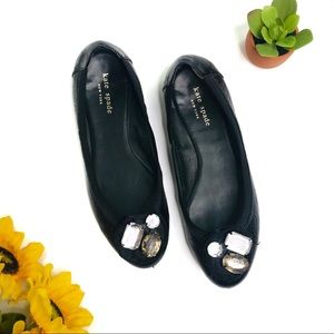 [kate spade] Jewel Toe Black Leather Flats Size 7
